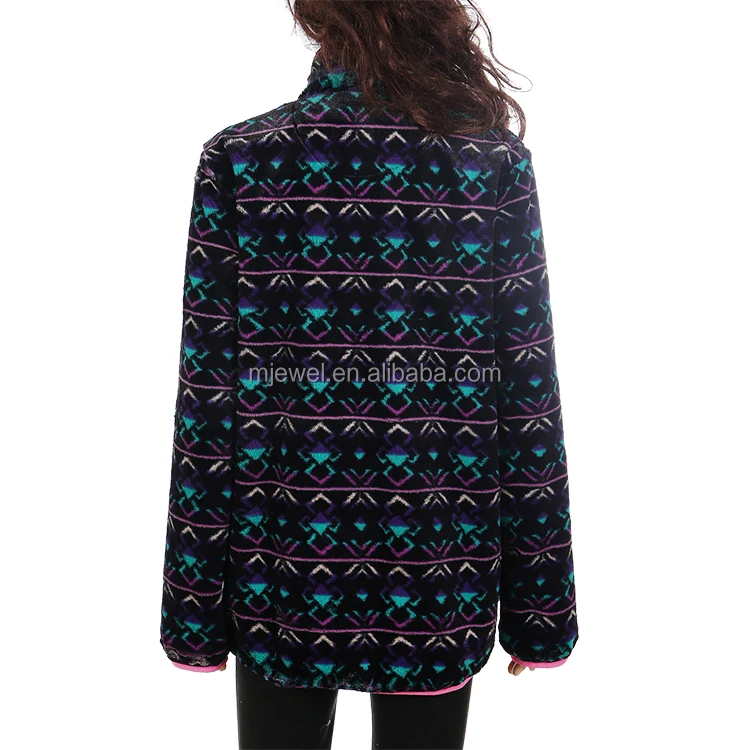 Factory Wholesale Hot Selling Women Aztec 3/4 Zip Fleece Pullover Buy