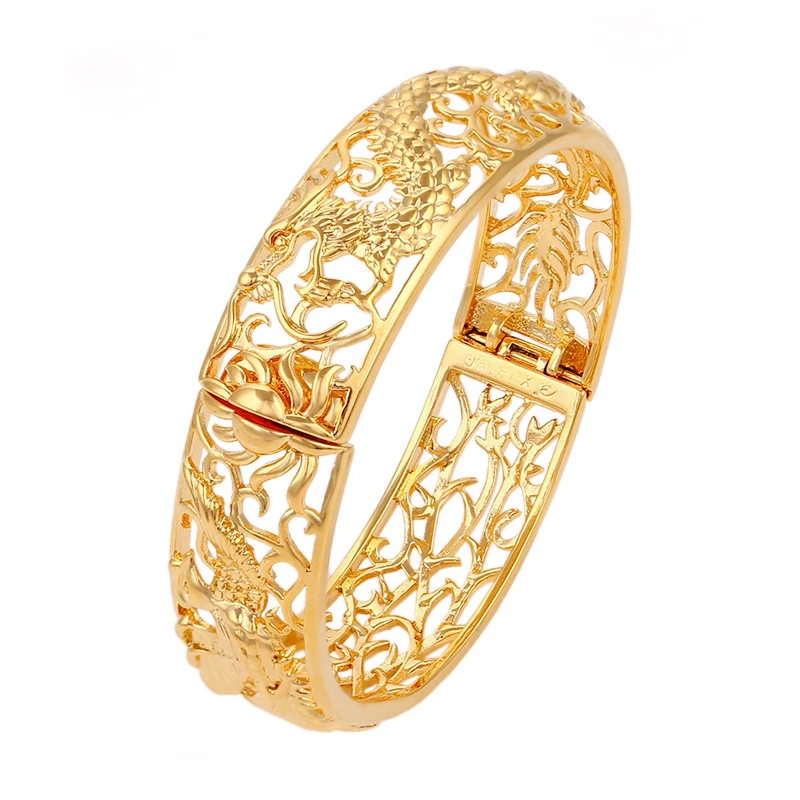 

wholesale fine jewelry cheap gold plated dragon wedding bangle for women