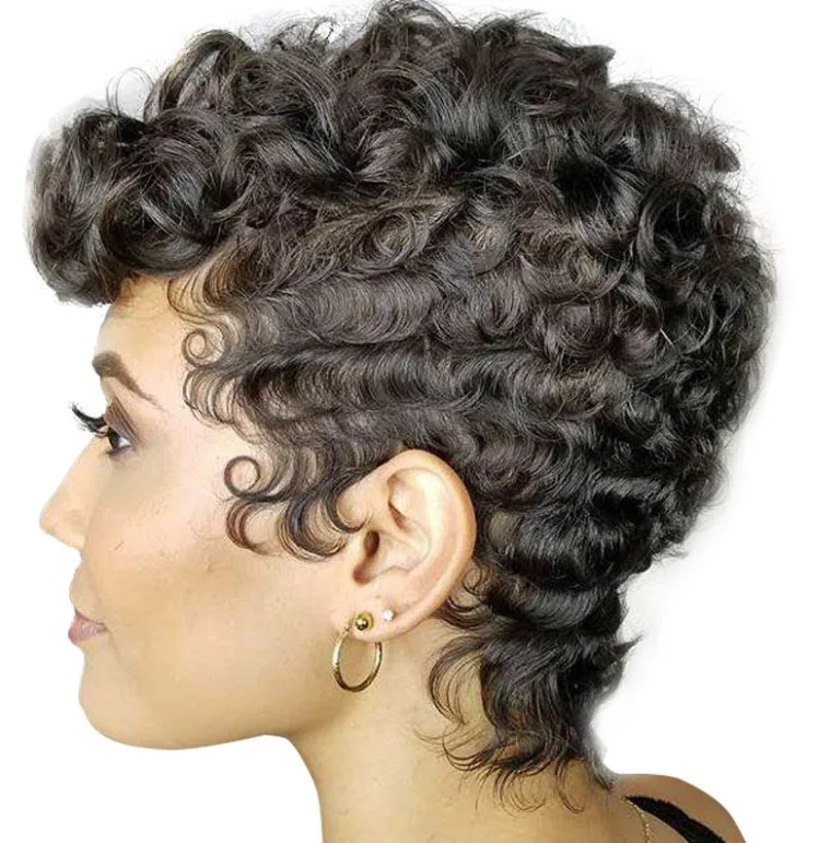 

african or black women short tiny curve synthetic hair wig