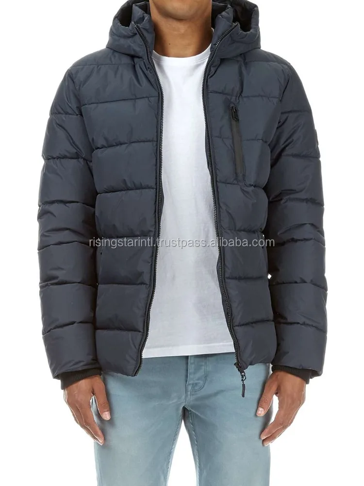 
custom design coat down jacket warm hoods windbreaker thick zipper winter windproof hooded puffer padding jacket men 