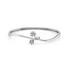 14 Kt Real Solid White Gold Cubic Zirconia CZ Half Round Pipe Women'S Bracelet Bangle