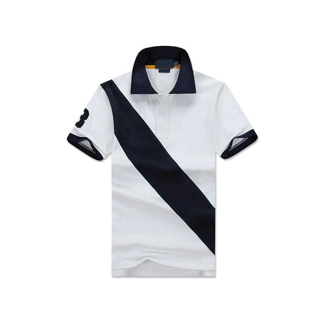 
White And Black Lined With Custom Black Collar Polo Shirt 