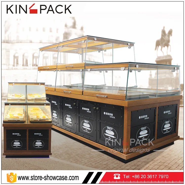 Retail Shop Interior Design For Bread Glass Display Showcase Bakery