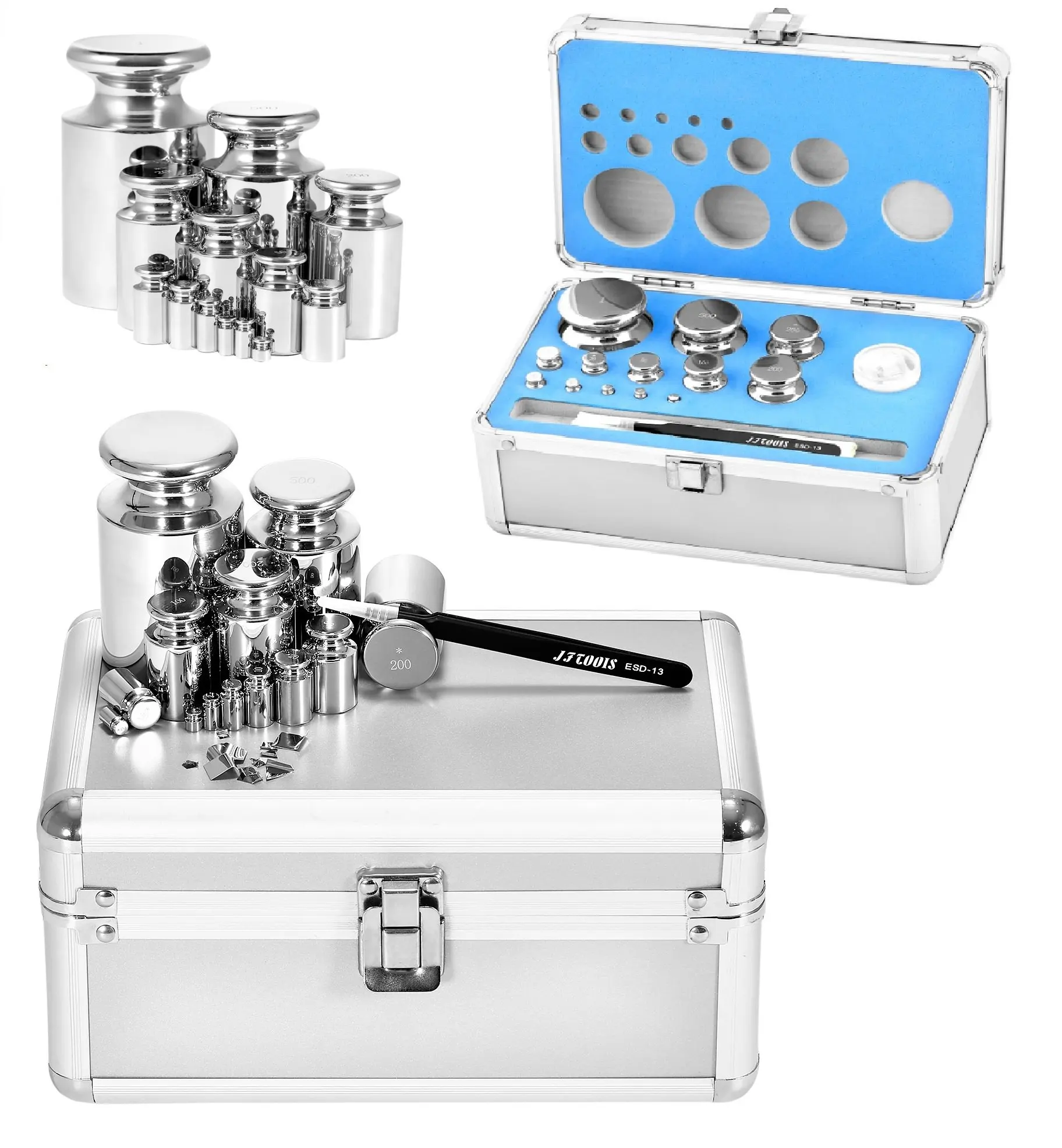 Hestya Gram Calibration Weight 1g 2g 5g 10g 20g 50g 100g Scale Calibration Weight Set for Digital Scale Balance and 1 Piece Calibration Weight Tweezer