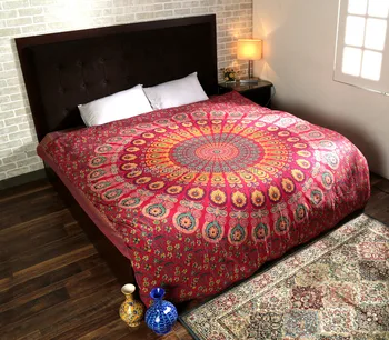 Sanganeri Mandala Floral Printed Double Bed Size Duvet Cover And