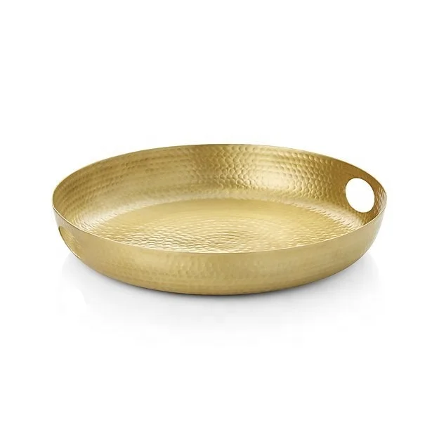 round gold serving tray