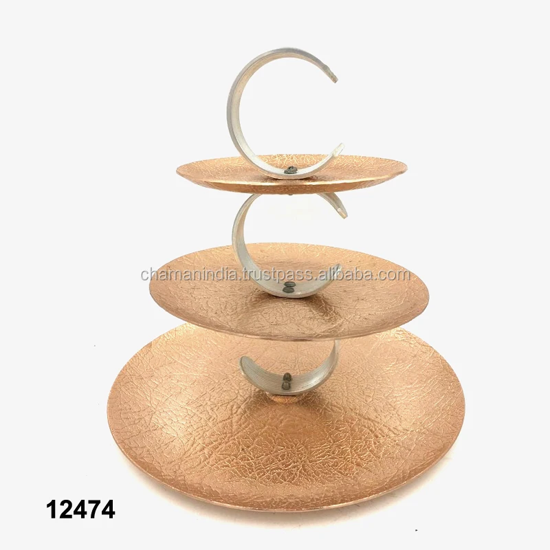 Copper Antique Metal 3 Tier Birdcage Cake Stand Dessert Display Shelf