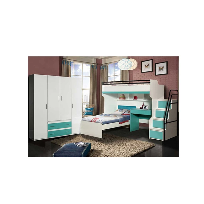 childrens bed with desk and wardrobe