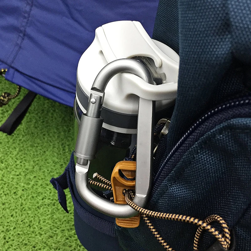 Aluminum D Ring Locking Carabiner Clip Camping Key Chain Screw Hook Carabiner Grey D Shape Super Strong Outdoor Aluminum 6061