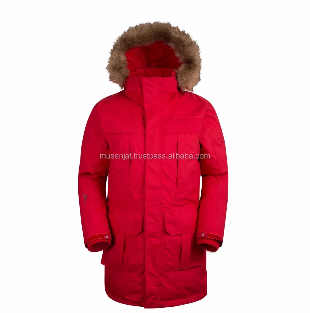 Extreme Mens Down Jacket red with fur