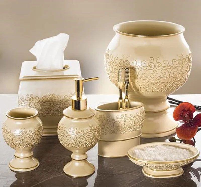 Hot Elegant Gold Resin Home Decorative Amenity Towel Tray