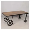 INDUSTRIAL WOODEN 120 x 60 COFFEE TABLE, LIVING ROOM FURNITURE, VINTAGE MODERN COFFEE TABLE ON WHEELS