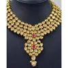 Kundan Polki Necklace Set Embellished With Ruby Stones~ Designer Kundan Necklace With Polki And Ruby Droplets