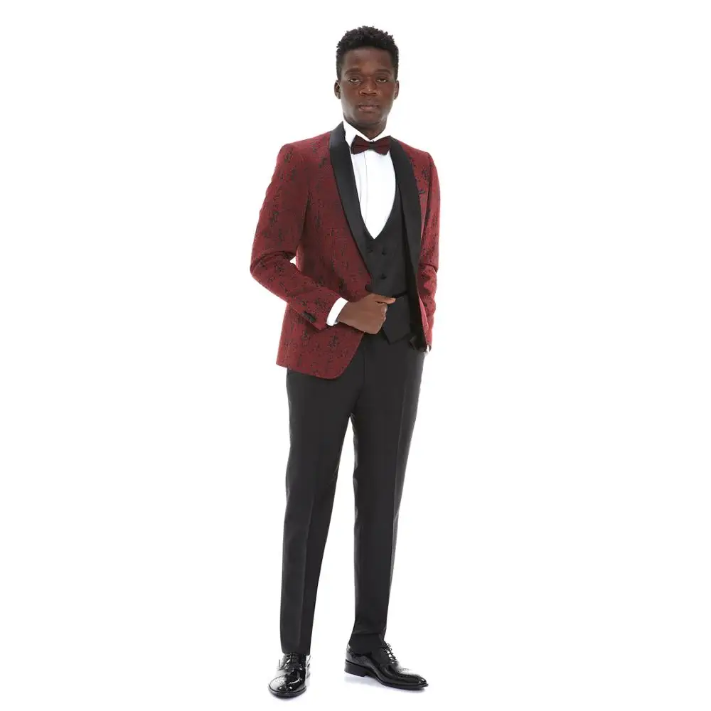 
Custom Made Burgundy Men Suit Bespoke Men Wedding Suit Slim Fit Tuxedos For Men 