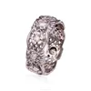 14K White Gold Flower Printed Antique English Model Ring With Natural Diamond Total 0.55 Carat