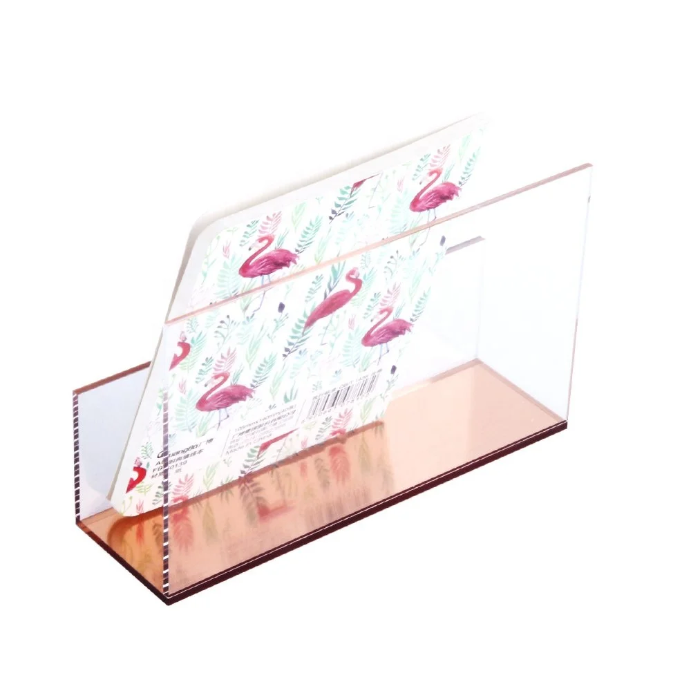 
Acrylic plexiglass office tabletop organizer rose gold color mail letter holder 