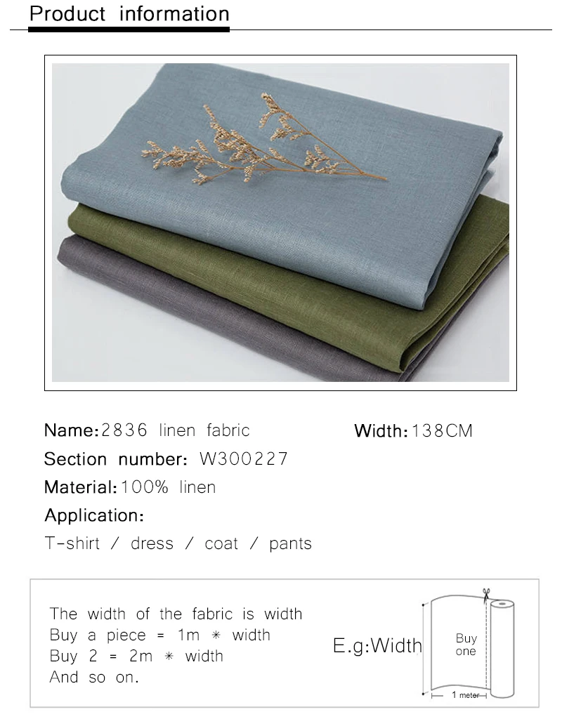 Comfortable 100% washed pure linen fabric for pants