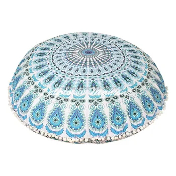32 Puff White Blue Mandala Floor Pillow Cushion Seating Throw