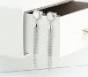925 Sterling Silver Rhodium and Gold Plated crystal CZ circle tassel earrings silver drop earrings for women