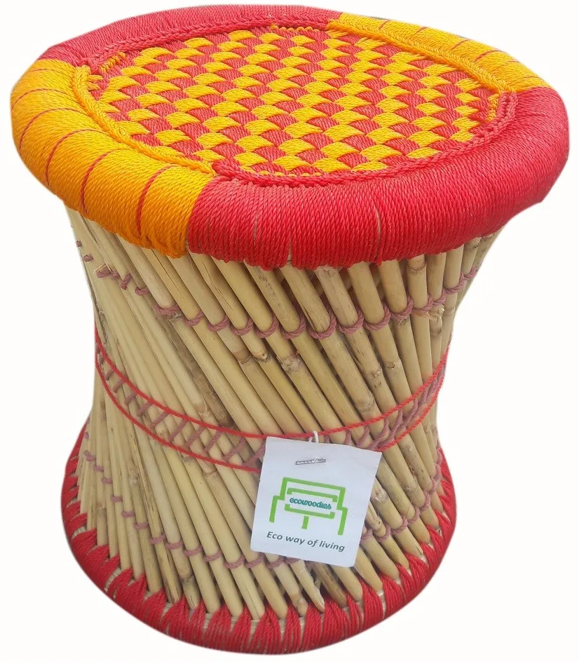 Handmade Bamboo Sarkanda Indian Cane Rattan Pouf Muddha Footrest Stool ...