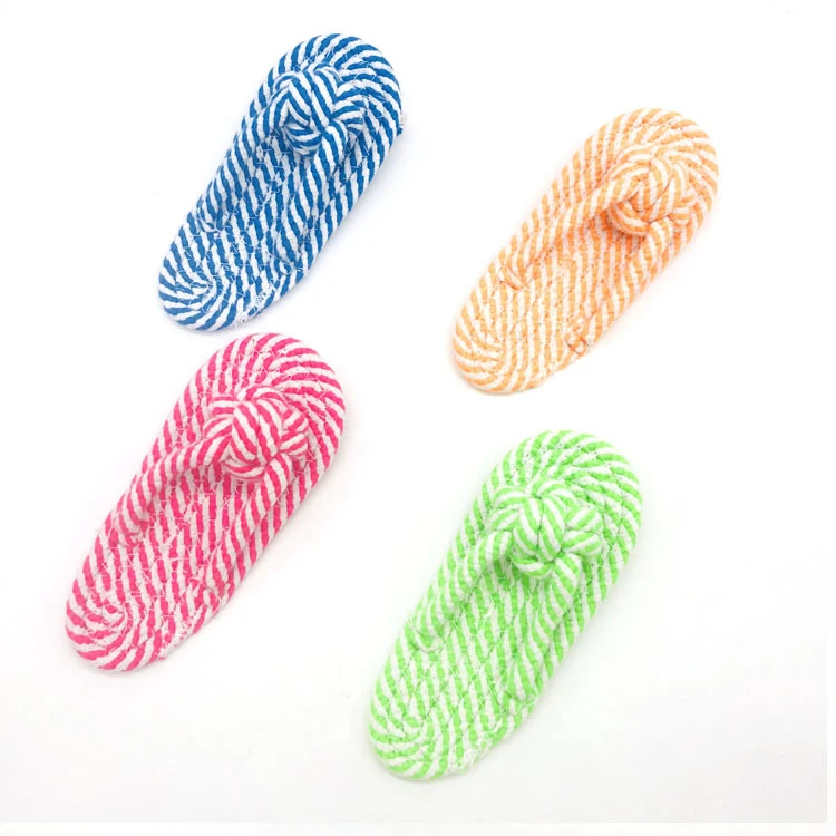 

4 colors Dog Toys Woven Cotton Rope Pet Toy Dog Molars Bite Resistant Slippers chew toy