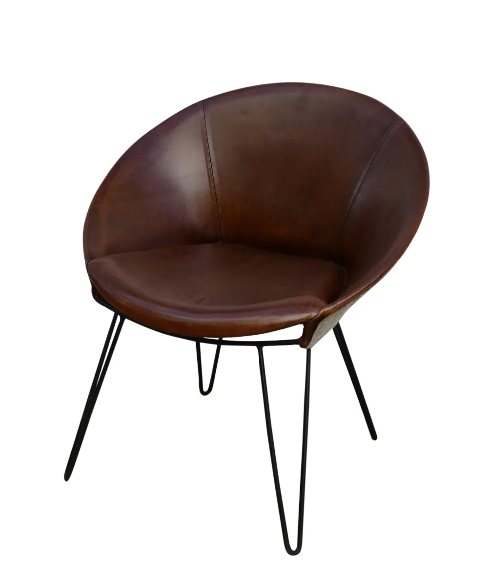 Round Seat Leather Chair - Buy Dining 