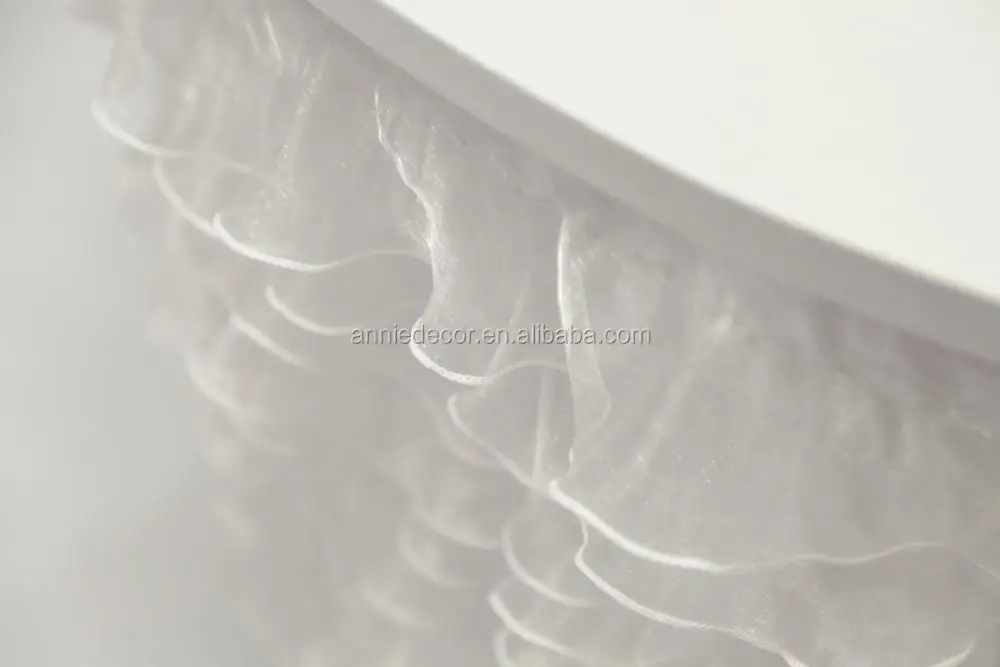 high quality sale white ruffled overlay polyester organza table cloth for wedding