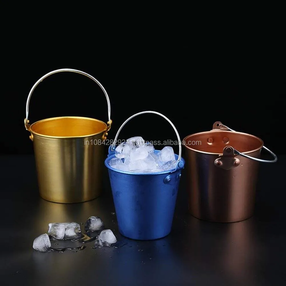 Stainless Steel Color Small Ice Bucket Home Creative Metal Ice Cube