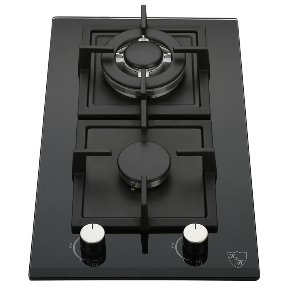 K H 2 Zone Domino Glass Gas Cooktop Hob Cooker 30cm 2z