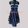 free size tie dye blue and white print open back long maxi dress