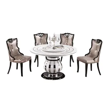 Modern Style Wooden Dinner Table Set Marble Table With 6 Chairs - Buy