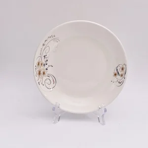 Image of decorative cheap bulk hotel used dinner restaurant plates dishes dessert plates ceramic for weddings white porcelain flat plate