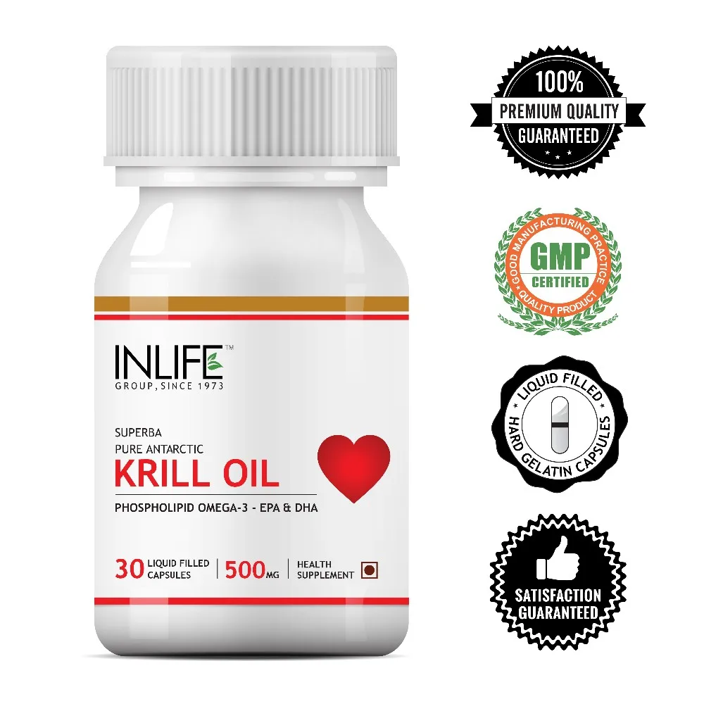 Inlife Krill Oil Superba Phospholipid Omega 3 With Astaxanthin 500 Mg 30 Liquid Filled Capsule