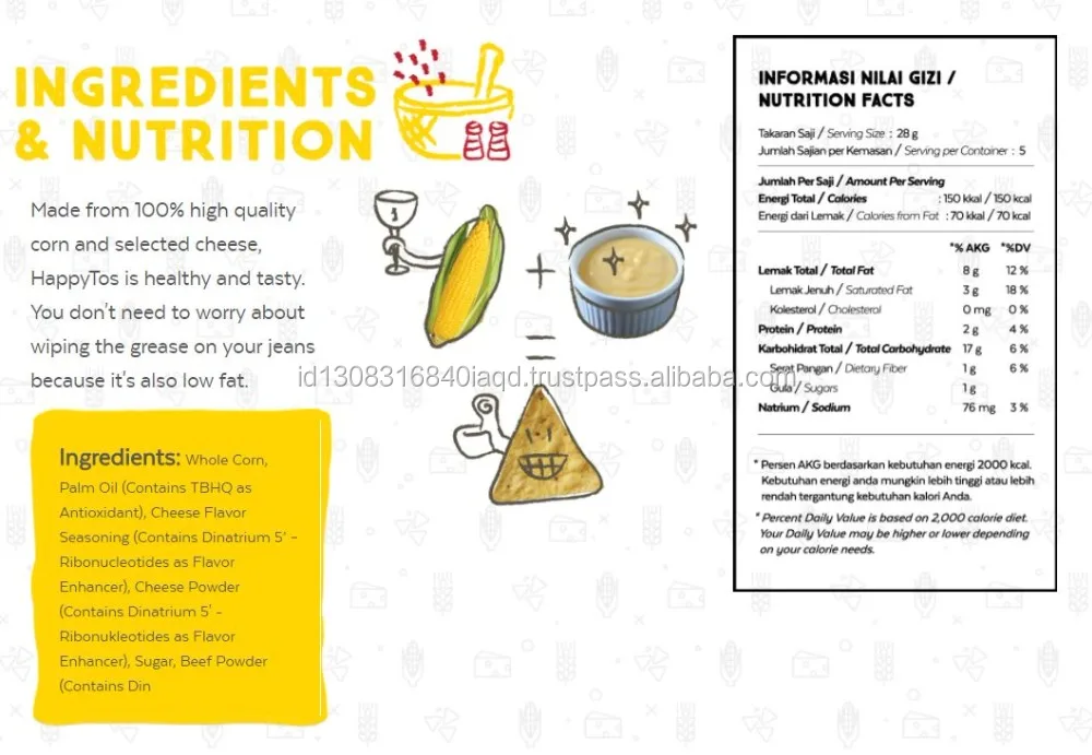 
Corn Chip Tortilla Nacho Cheese Flavour from Indonesia 