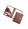 Customized leather folder with CD and pen drive holder / 2019 custom color/size/logo leather portfolio organizer with pendrive