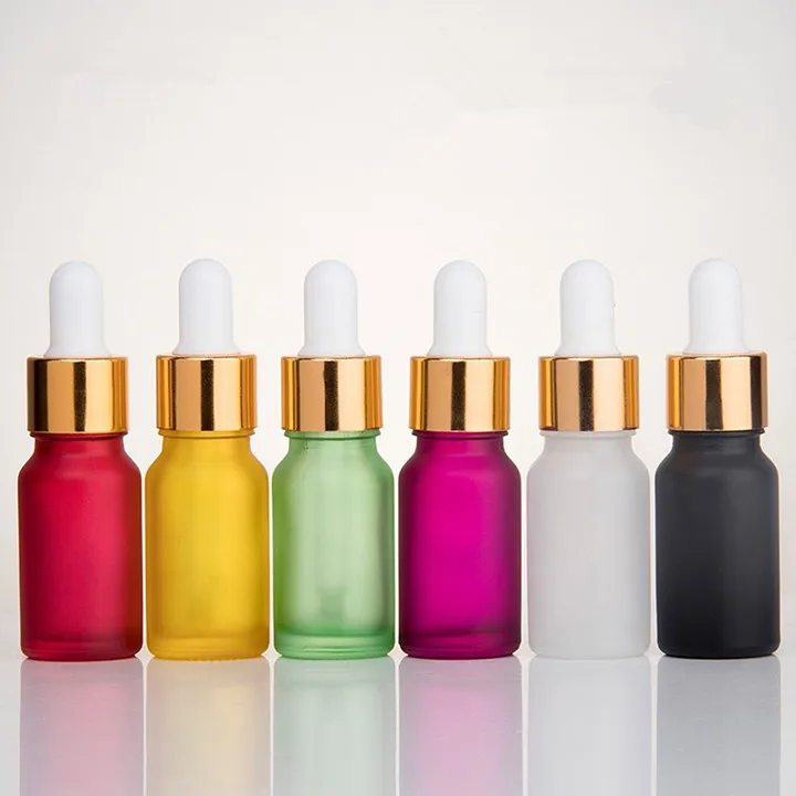 Download Luxury 15ml 20ml Frosted Red/ Frosted Pink Private Label Glass Cosmetic Bottle With Gold Dropper ...