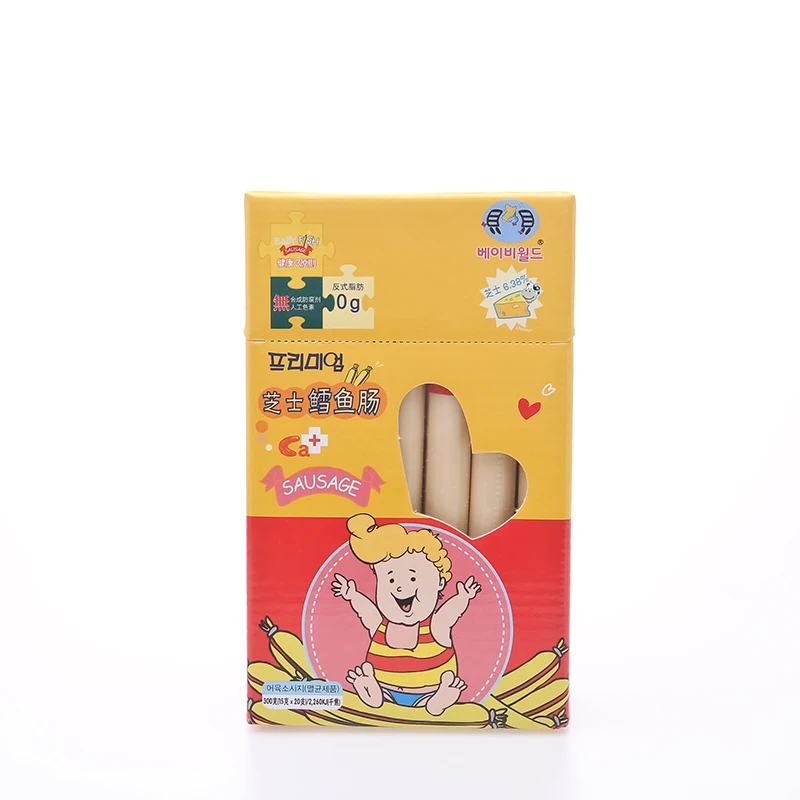 
Latest design promotional Korea making Babyworld Codfish Sausage 15g premium 