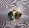 Amazonite & Golden Rutile Rough Gemstone Ring, Raw Gemstone Ring, Gold Plated Finding Ring Jewelry