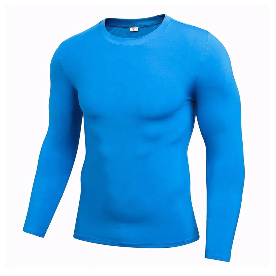 
Mens quick dry fitness compression long sleeve muscle fit gym t shirt 