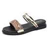 Crystal flat sandals for women leather women flat sandals with sequins