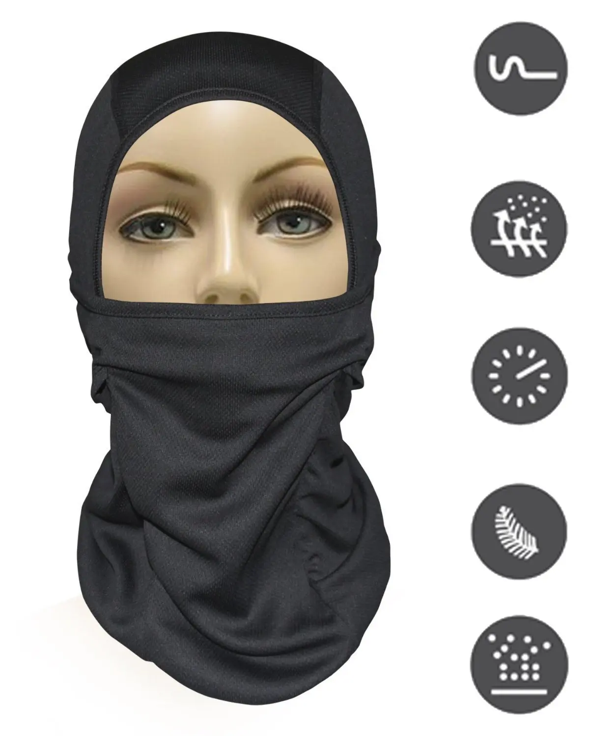 MJ Gear 9 in 1 Full Face Mask Motorcycle Balaclava, Running Mask for Cold o...