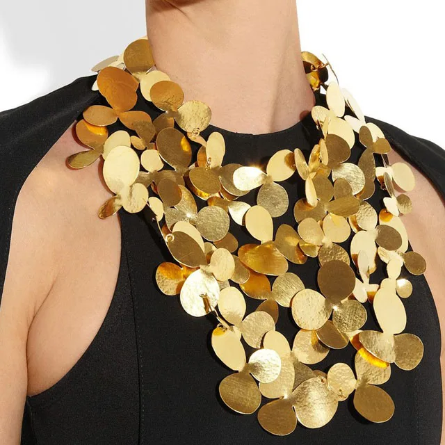 New Design Long Choker Statement Gold Plated Women Necklace Designs