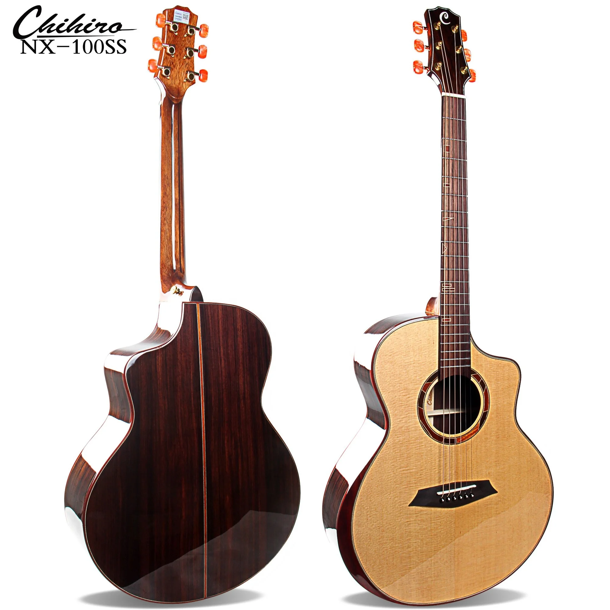 

All Solid Jumbo Acoustic Guitar with wooden pickguard