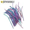wholesale beverage accessory rainbow plated metal straws