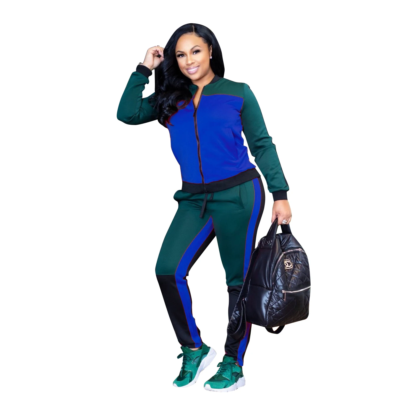 

Wholesale Women Tracksuit Kenya Splicing Contrast Jogger Set, N/a