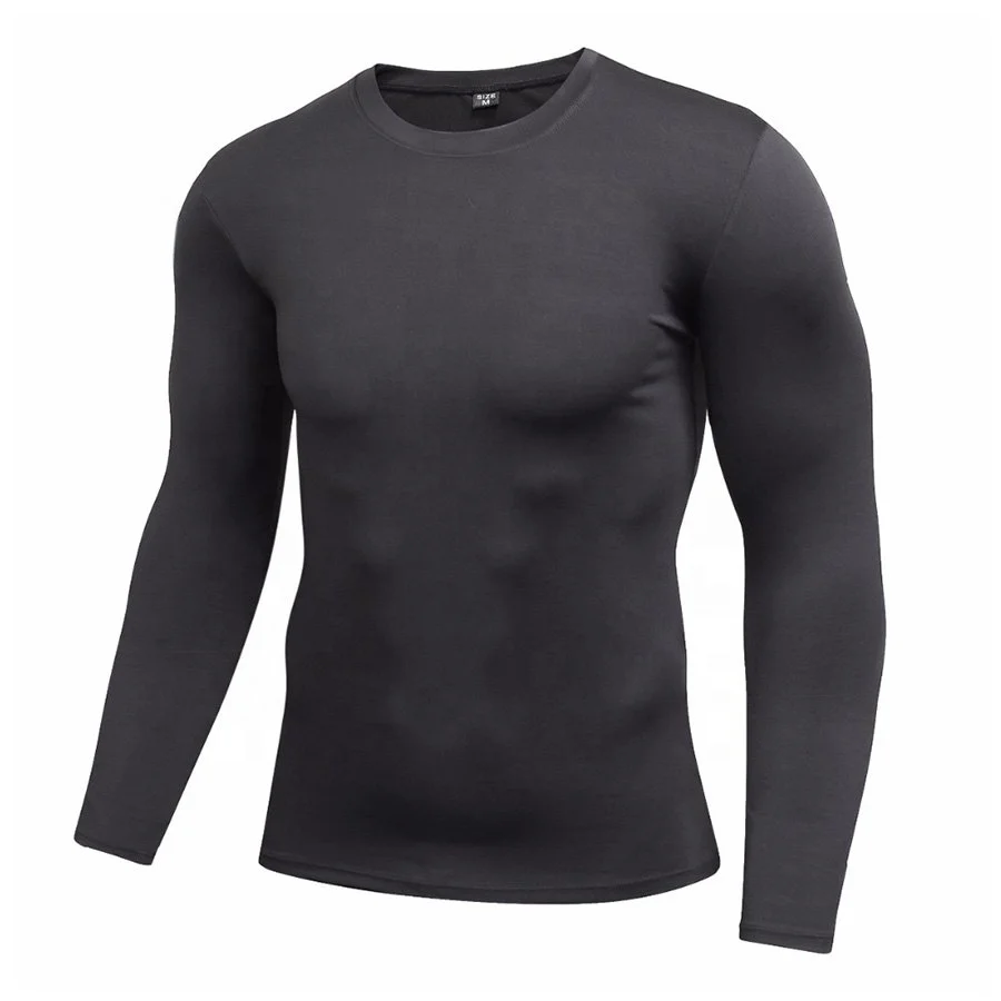 
Mens quick dry fitness compression long sleeve muscle fit gym t shirt 