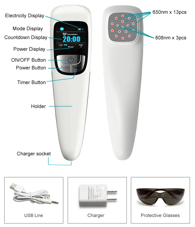 Portable Auto timer Red Light Laser Therapy Back Muscle Pain Relief Device Instrument