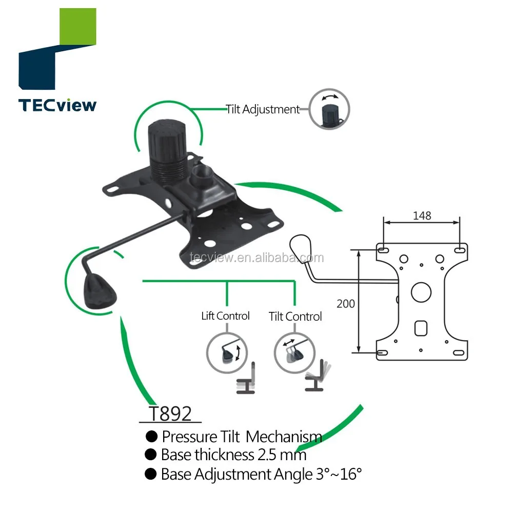 Pressure Tilted Swivel Locking Safety Function Recliner Chair Mechanism