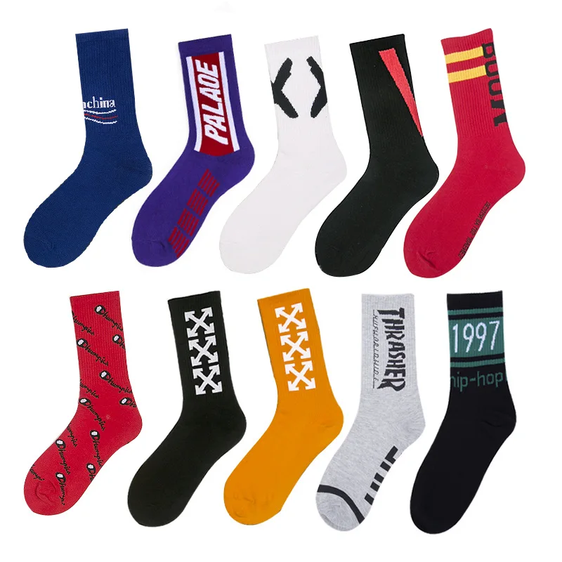 Cross-border socks wholesale street fashion hip-hop stockings men and women sports cotton socks custom