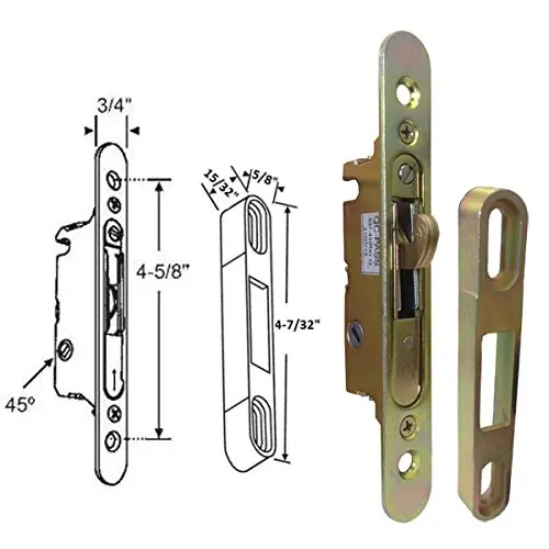 45 Degree Keyway Mortise Type Sliding Glass Patio Door Lock